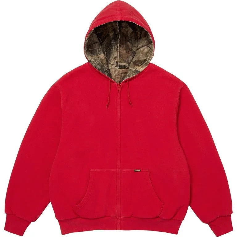 Supreme Reversible Work Zip Up Hooded Sweatshirt Red