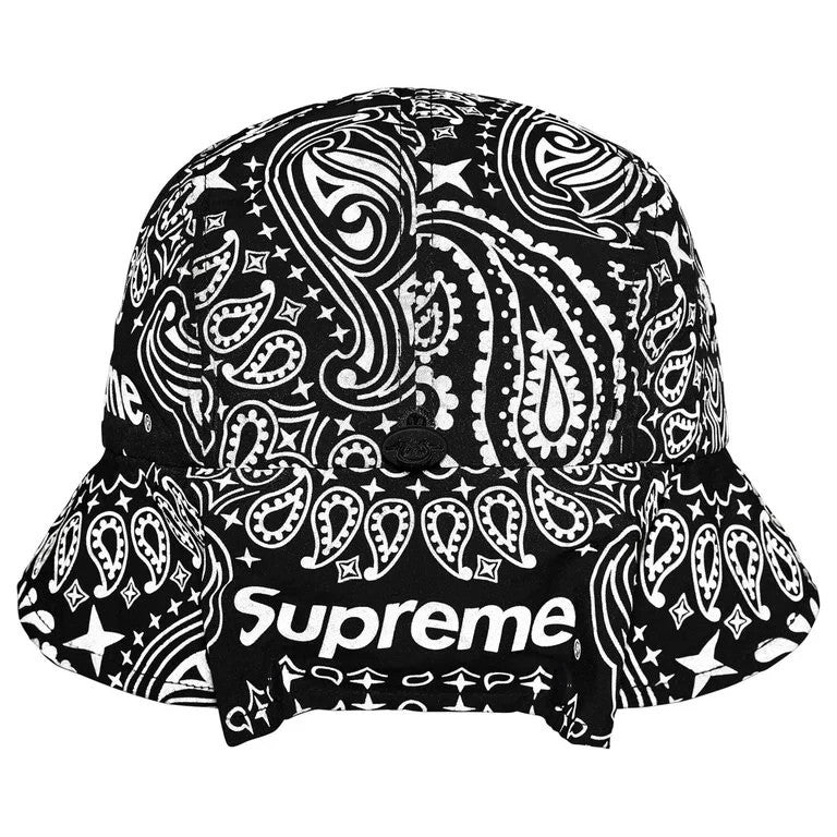 Supreme Reflective Bandana Sunshield Camp Cap Black
