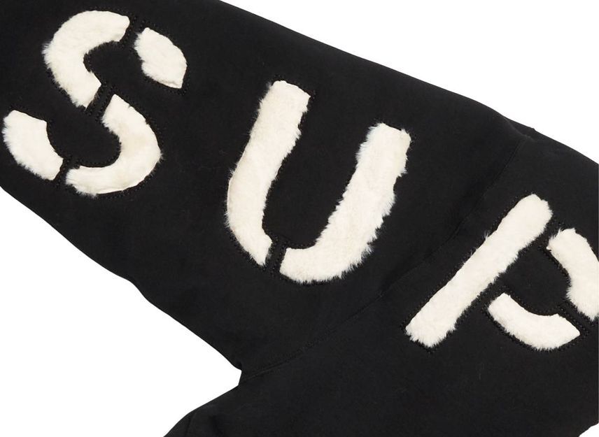 Supreme Faux Fur Lined Zip Up Hooded Sweatshirt Black