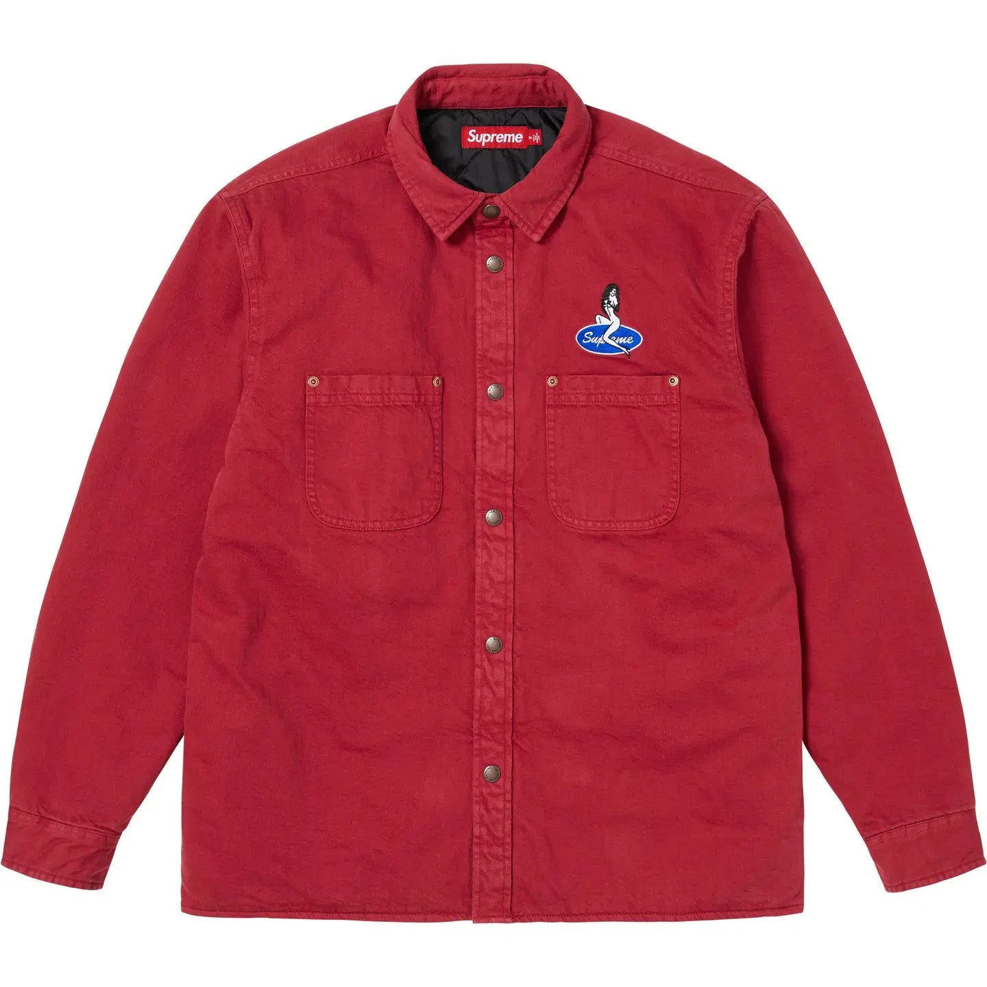 Supreme Quilted Lined Denim Snap Shirt Red