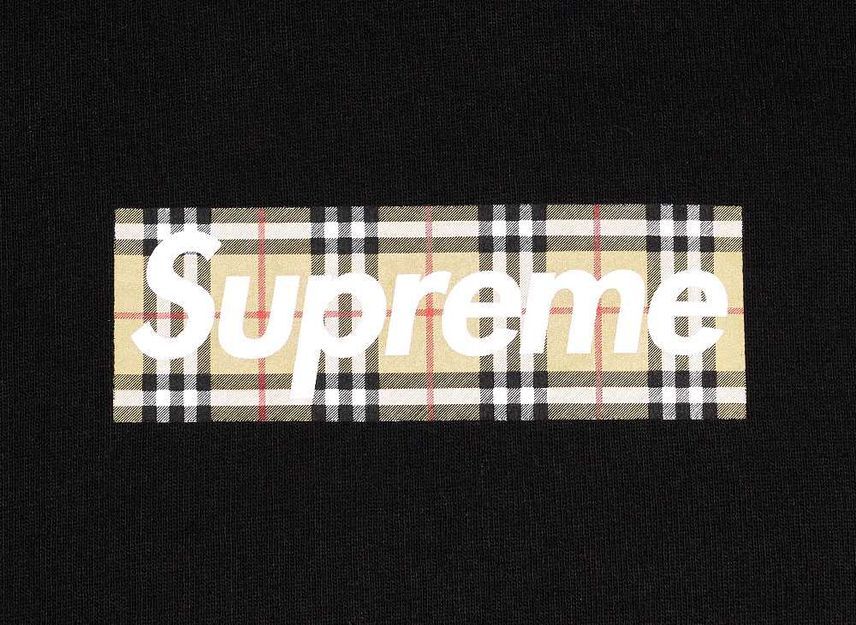 Supreme Burberry Box Logo Hooded Sweatshirt Black