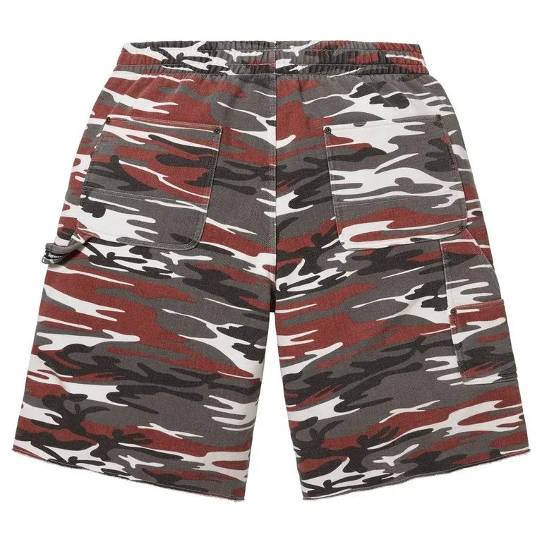Supreme Double Knee Painter Sweatshort Red Camo