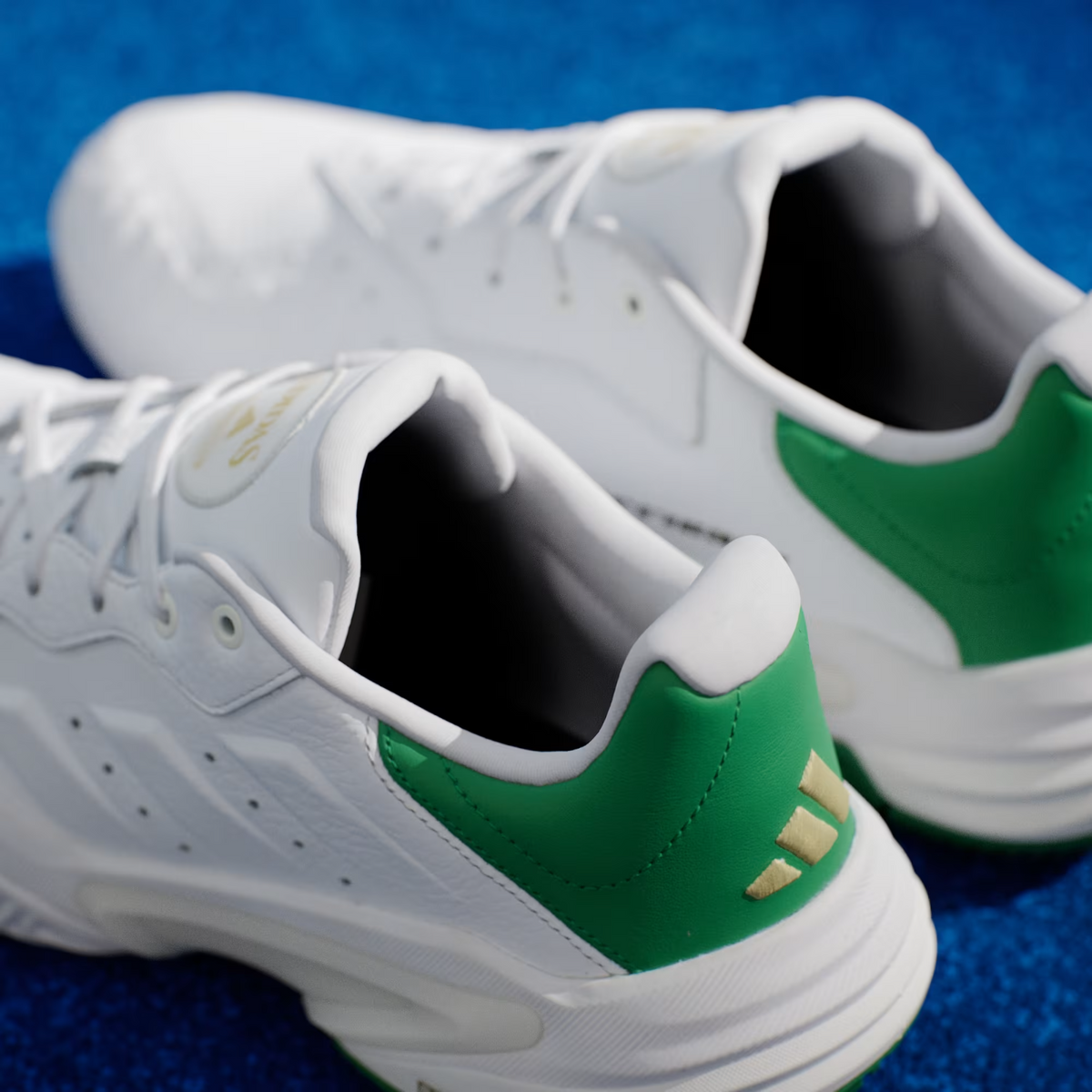 JP7237 adidas Barricade 13 Leather Tennis Shoes Gold Metallic Cloud White (Men's