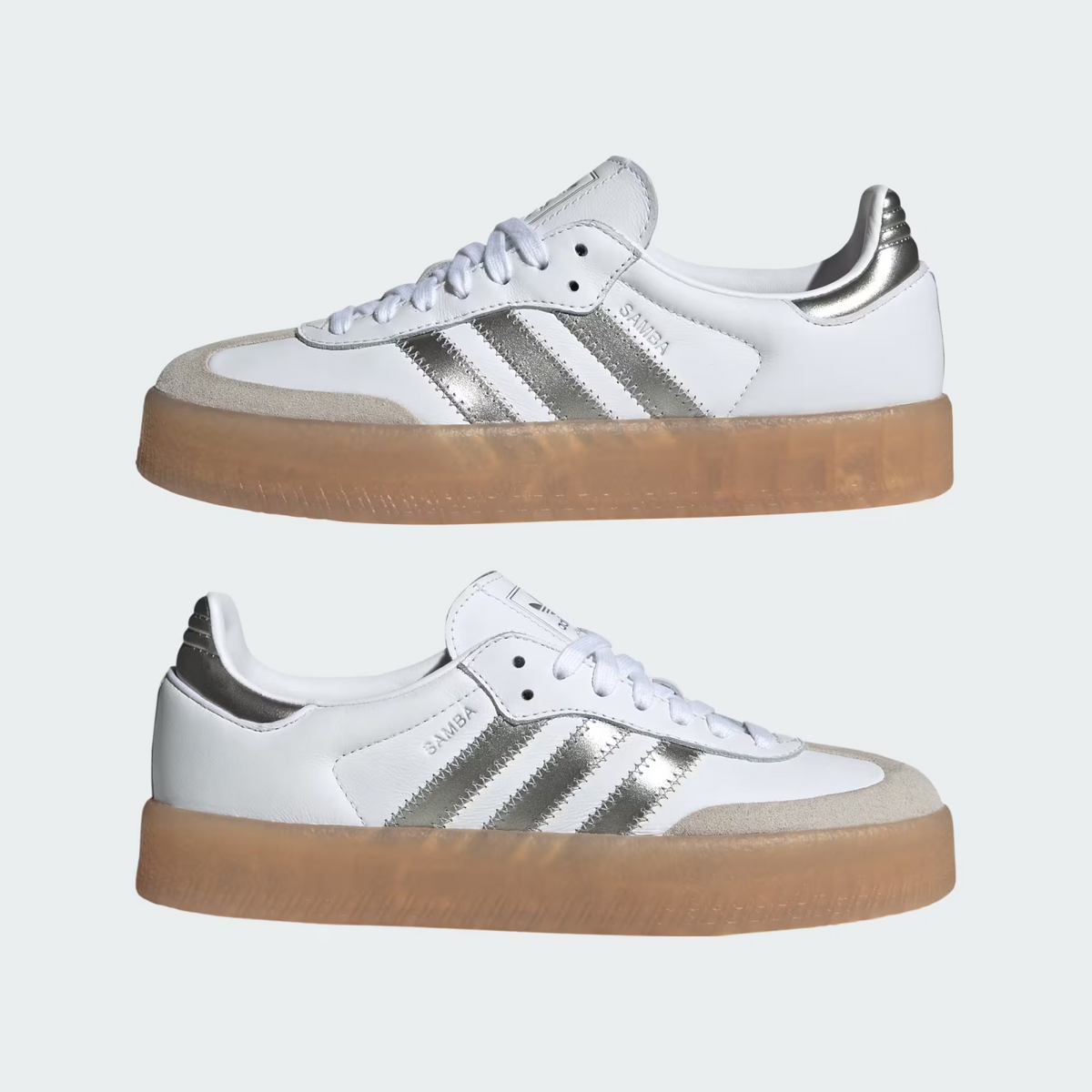 JS3943 adidas Originals Sambae Cloud White Silver Metallic Gum (Women's)