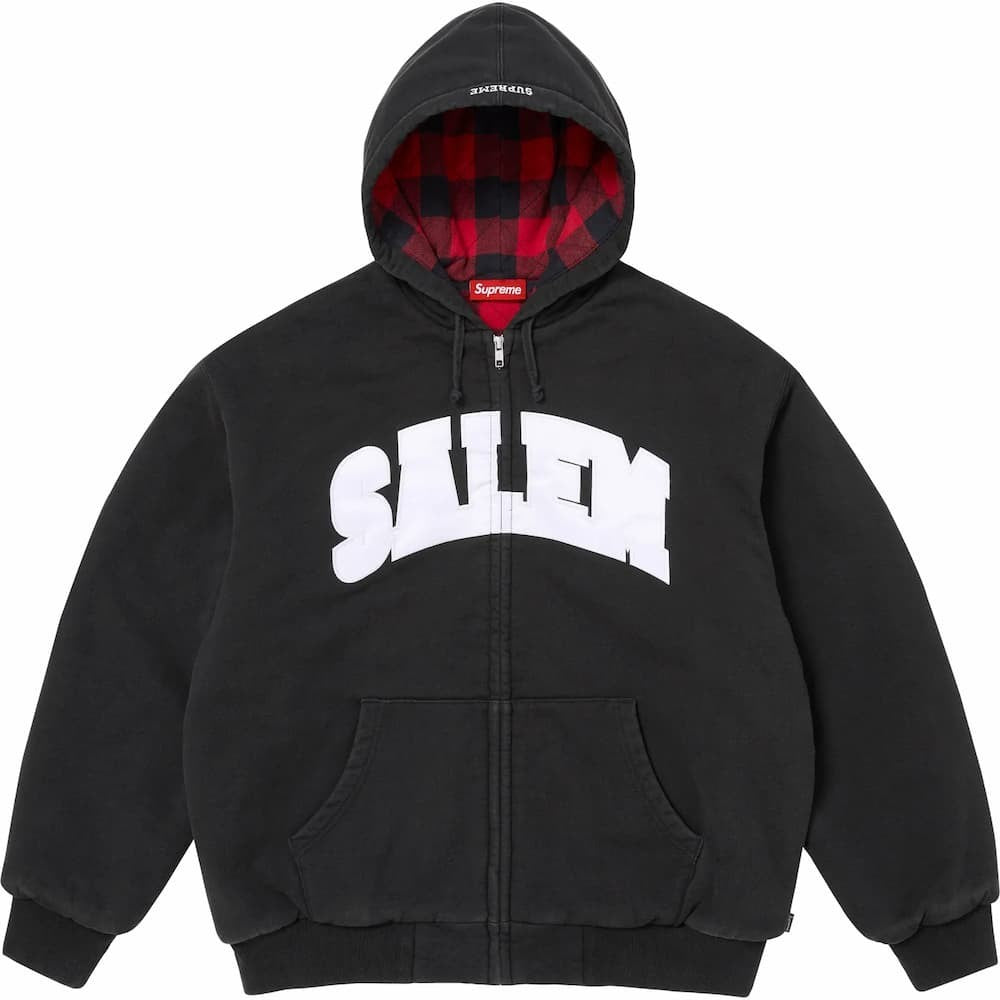 Supreme SALEM Zip Up Hooded Sweatshirt Black