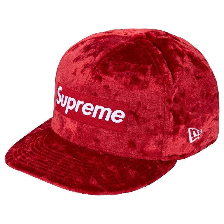 Supreme Crushed Velvet Box Logo New Era Red