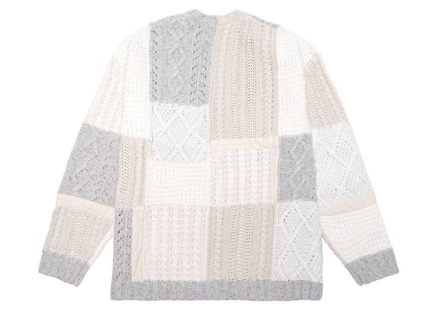 Supreme Patchwork Cable Knit Cardigan Ivory