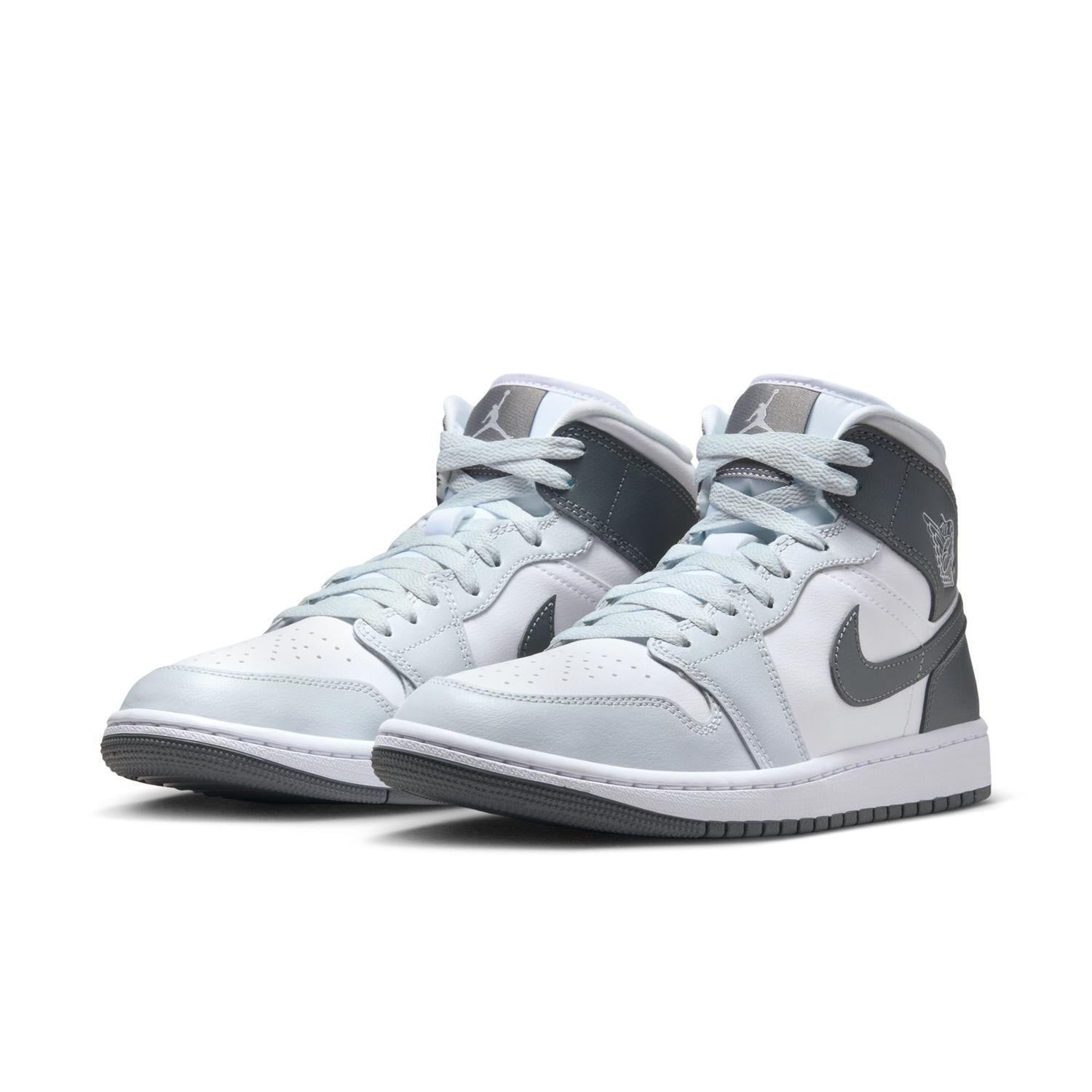 BQ6472-113 Nike Air Jordan 1 Mid White Smoke Grey (Women's)
