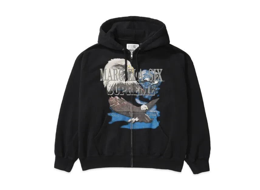 Supreme x MM6 Maison Margiela Eagle Zip Up Hooded Sweatshirt "Black"