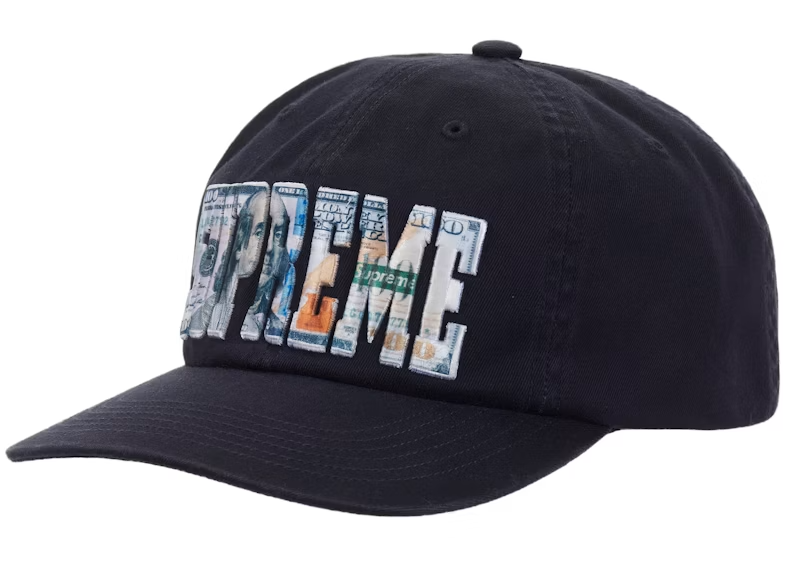 Supreme Embroidered Money Logo 6-Panel Navy