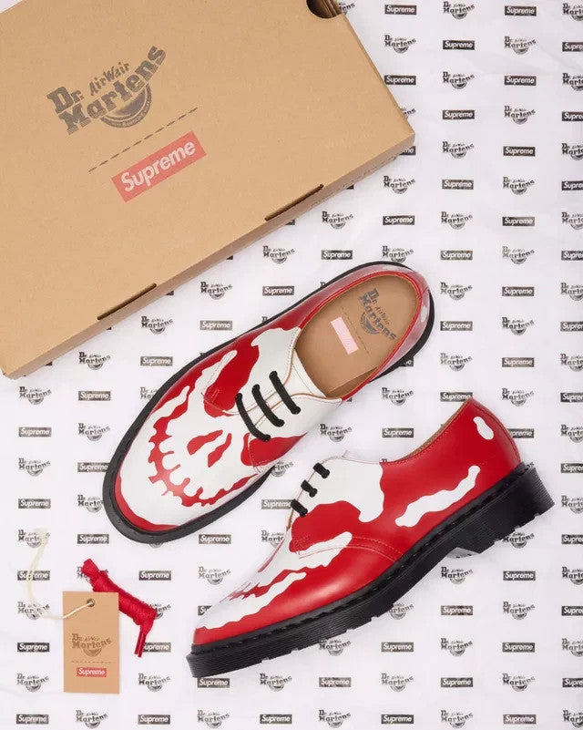 42936600 Supreme Dr.Martens 1461 Skull 3 Eye Shoe Red White (25FW Week 14)(Men's