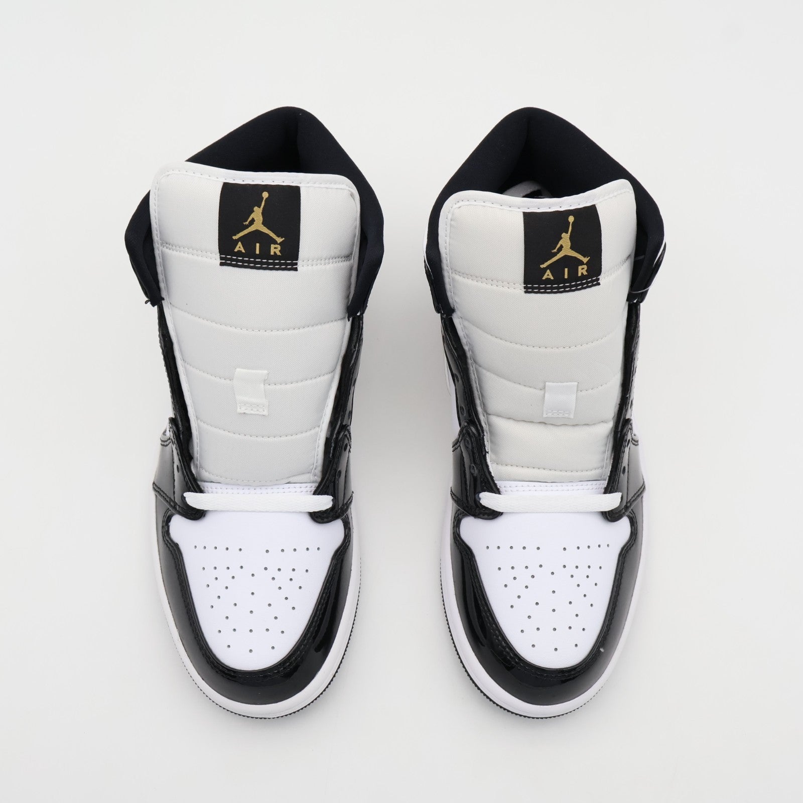 852542-007 Nike Air Jordan 1 Mid SE Metallic Gold Patent Black White (Men's)