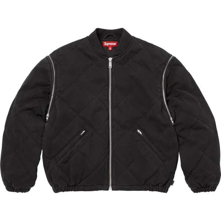 Supreme Zip-Off Sleeve Quilted Bomber Jacket Black