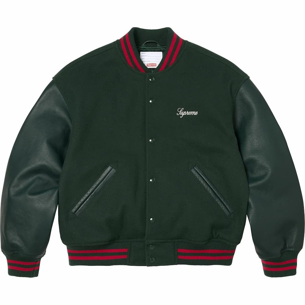 Supreme Cross Varsity Jacket Dark Green