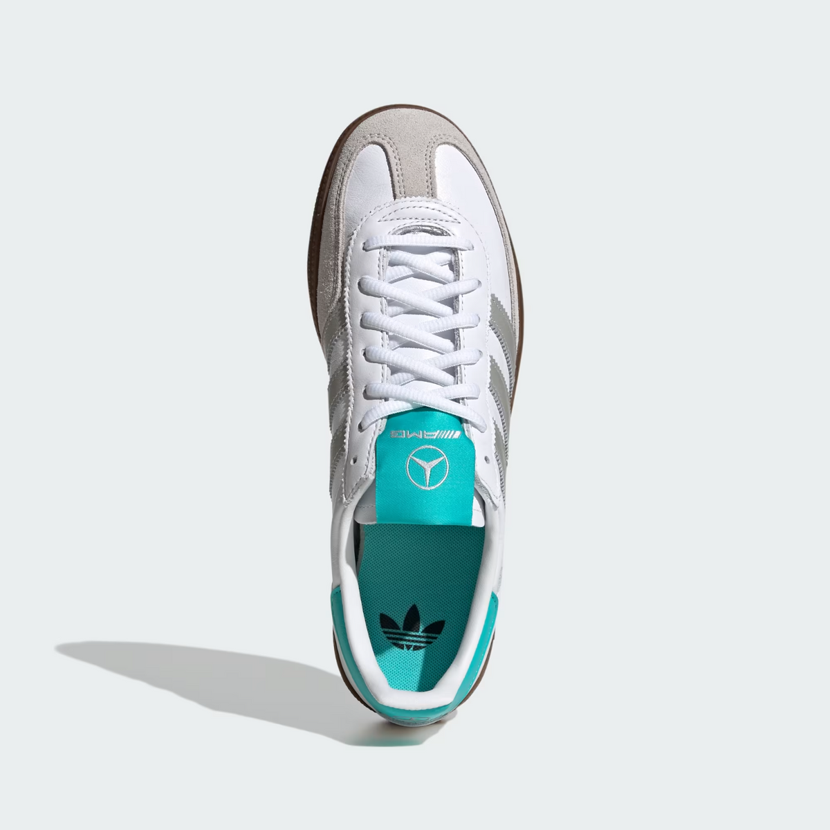 KJ1178 Mercedes AMG adidas Handball Spezial Cloud White Silver Metallic (Men's)