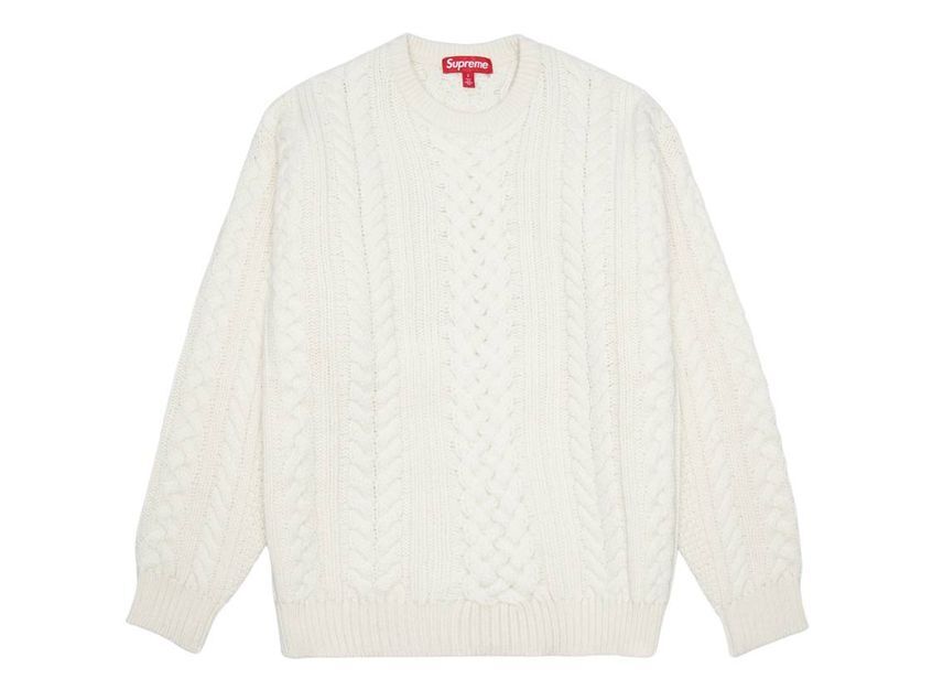 Supreme Applique Cable Knit Sweater Ivory