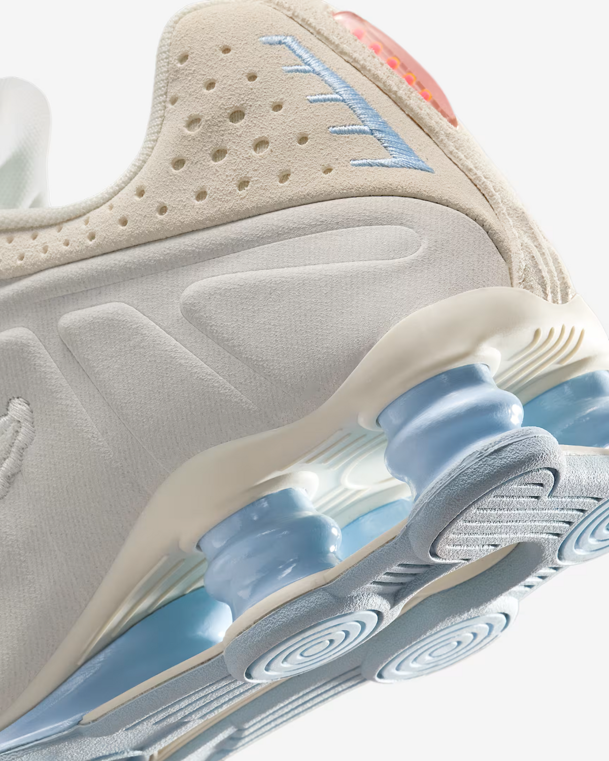 IH3572-110 Nike Shox R4 Pale Ivory Light Orewood Brown Celestine Blue (Women's)
