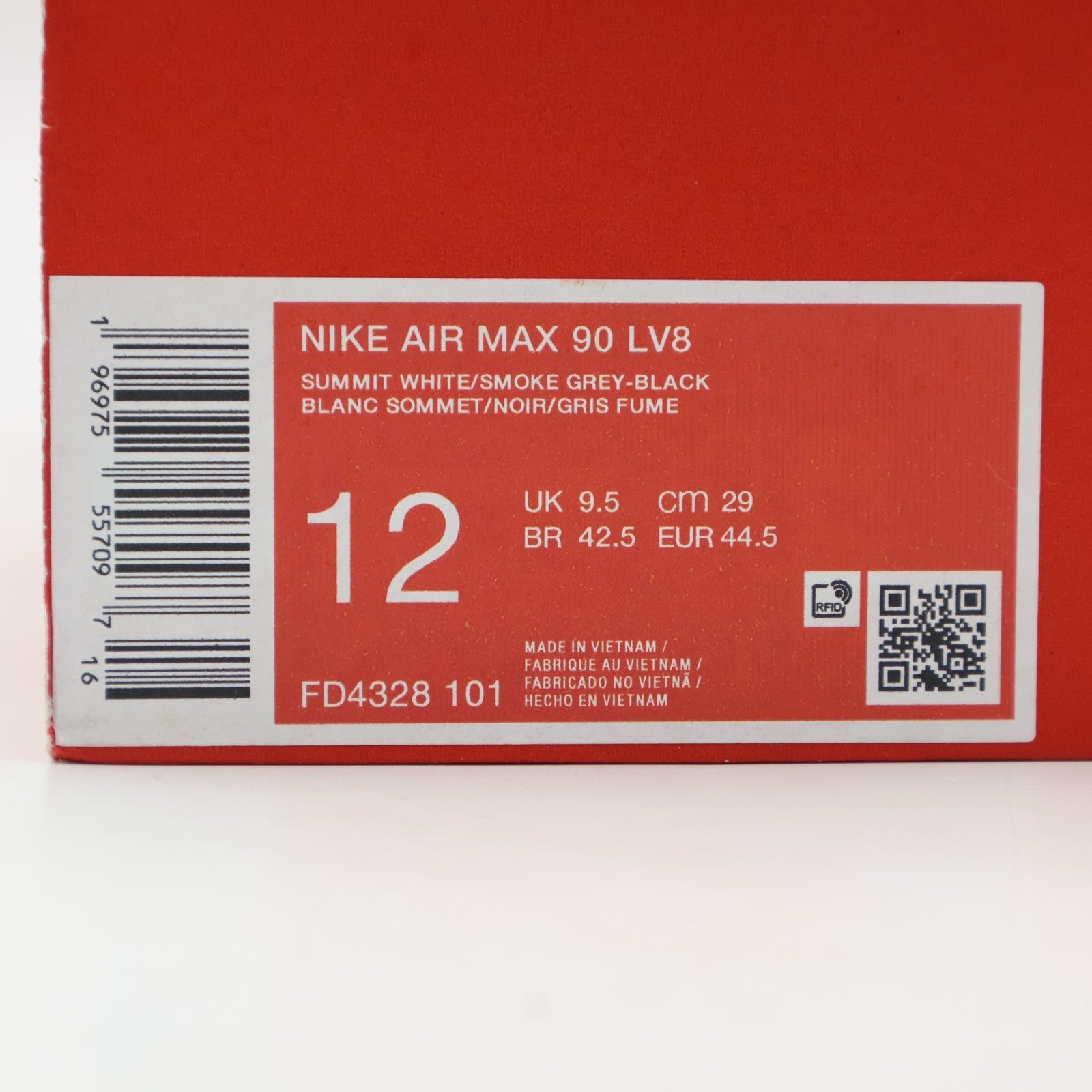 FD4328-101 Nike Air Max 90 LV8 Summit White Black Wolf Grey Smoke Grey (Men's)