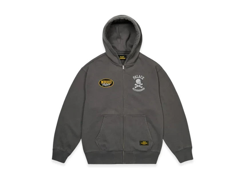 PALACE NEIGHBORHOOD Skull Zip Hood Charcoal 2 TIF