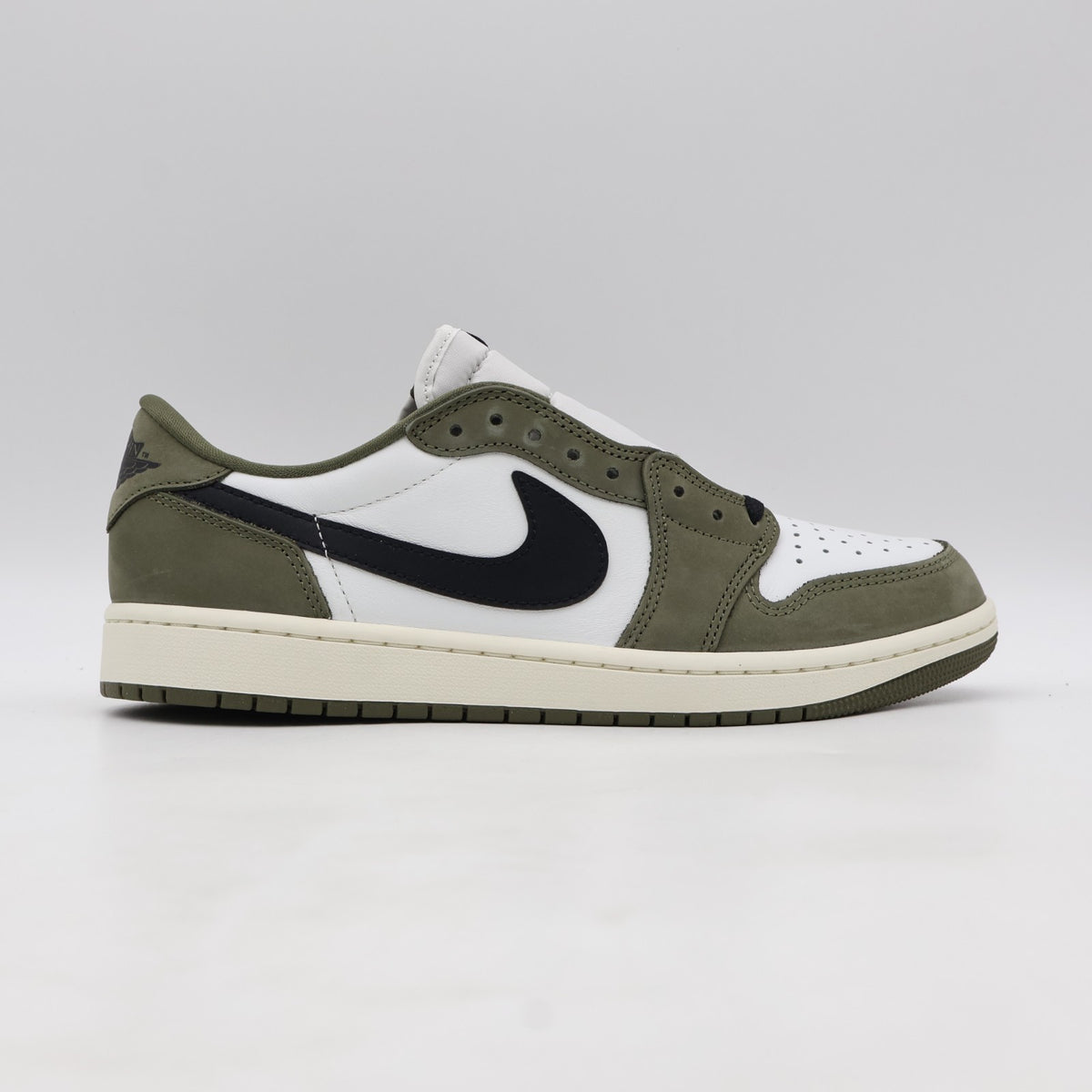 HQ6998-200 Nike Air Jordan 1 Low OG Medium Olive and Summit White (Men's)