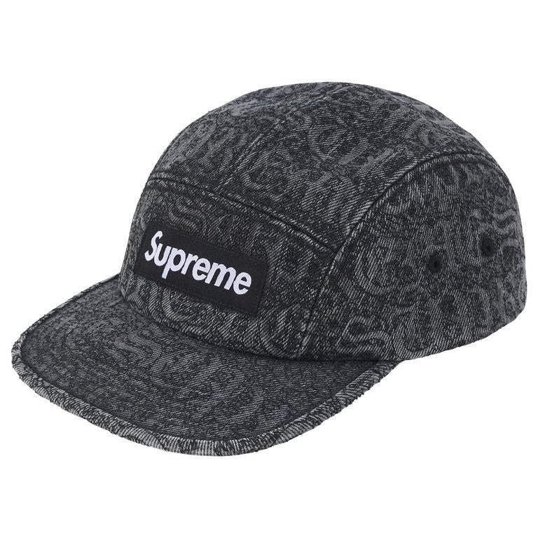 Supreme Stitched Old English Denim Camp Cap Black