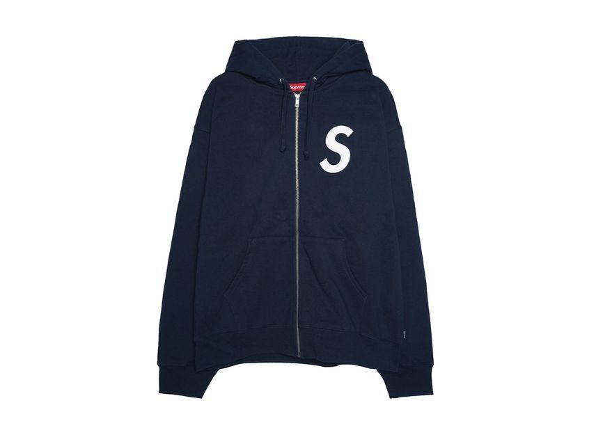 Supreme S Logo Zip Up Hooded Sweatshirt Navy