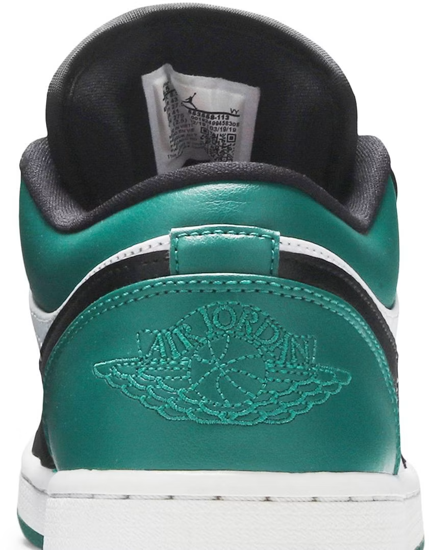 553558-113 Nike Air Jordan 1 Low "White Black Mystic Green" (Men's)