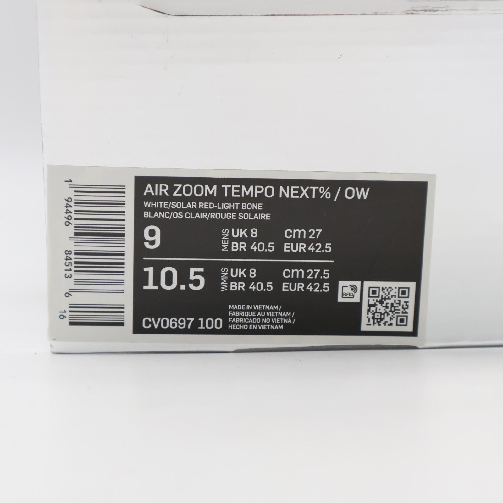 CV0697-100 Off-White Nike Air Zoom Tempo Next% Flyknit Solar Red (Men's)