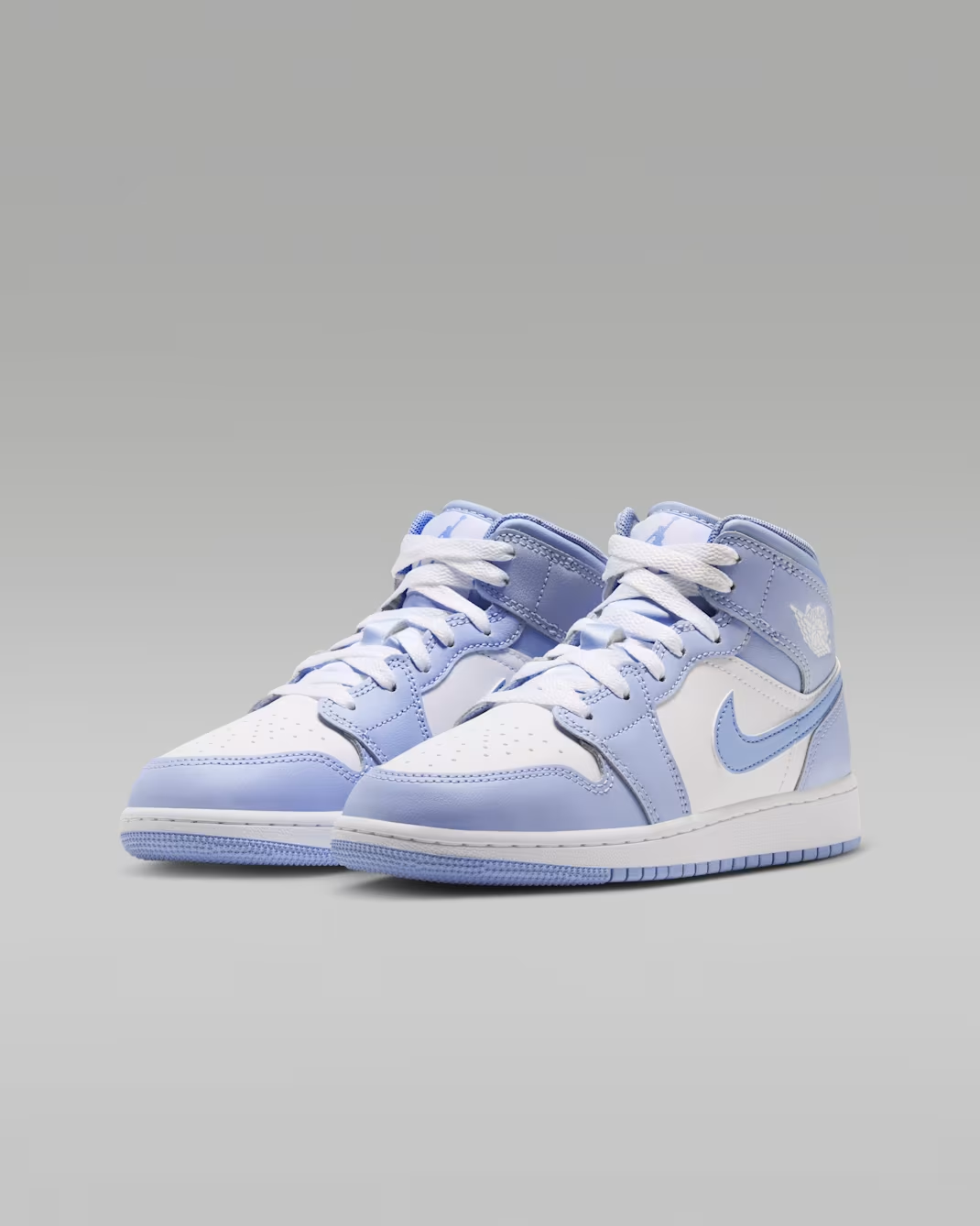 DQ8423-407 Nike GS Air Jordan 1 Mid "Hydrogen Blue/Aluminum"
