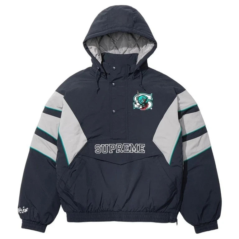 Supreme SALEM Half Zip Stadium Jacket Navy