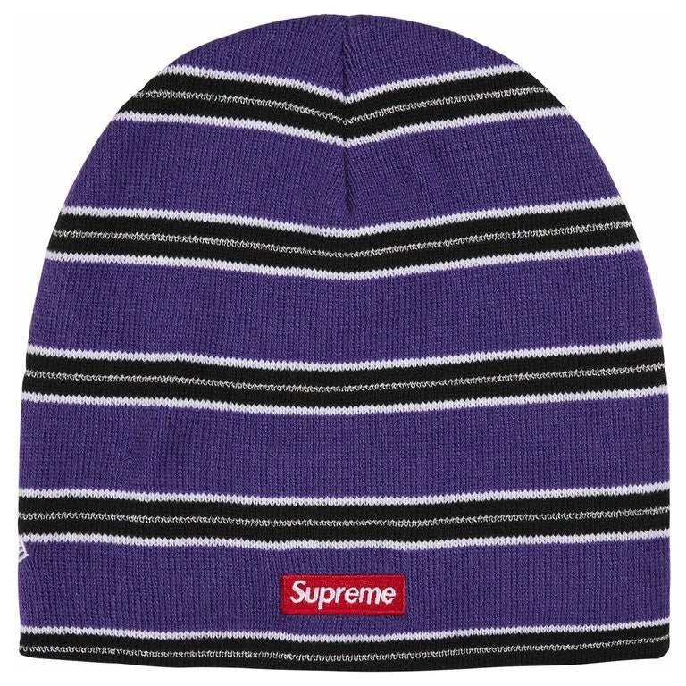 Supreme New Era Stripe Beanie Purple