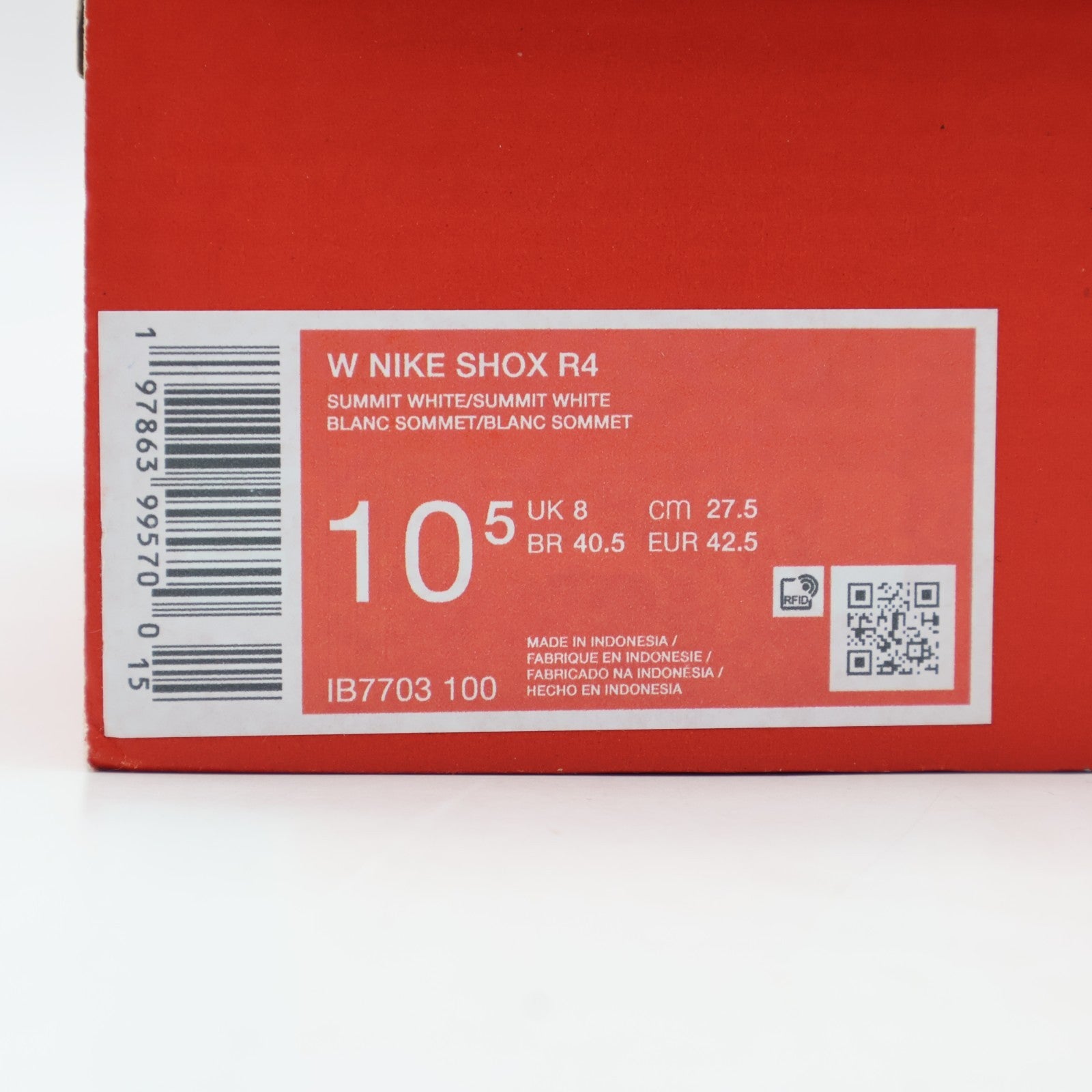 IB7703-100 Nike Shox R4 Summit White and Metallic Silver (Women's)