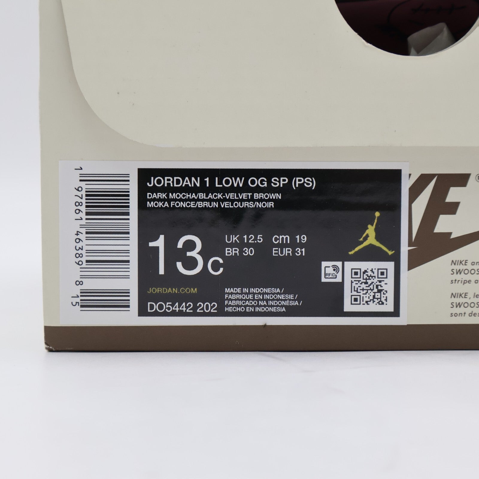 DO5442-202 Travis Scott Nike PS Air Jordan 1 Low OG SP Velvet Brown Dark (Kid's)