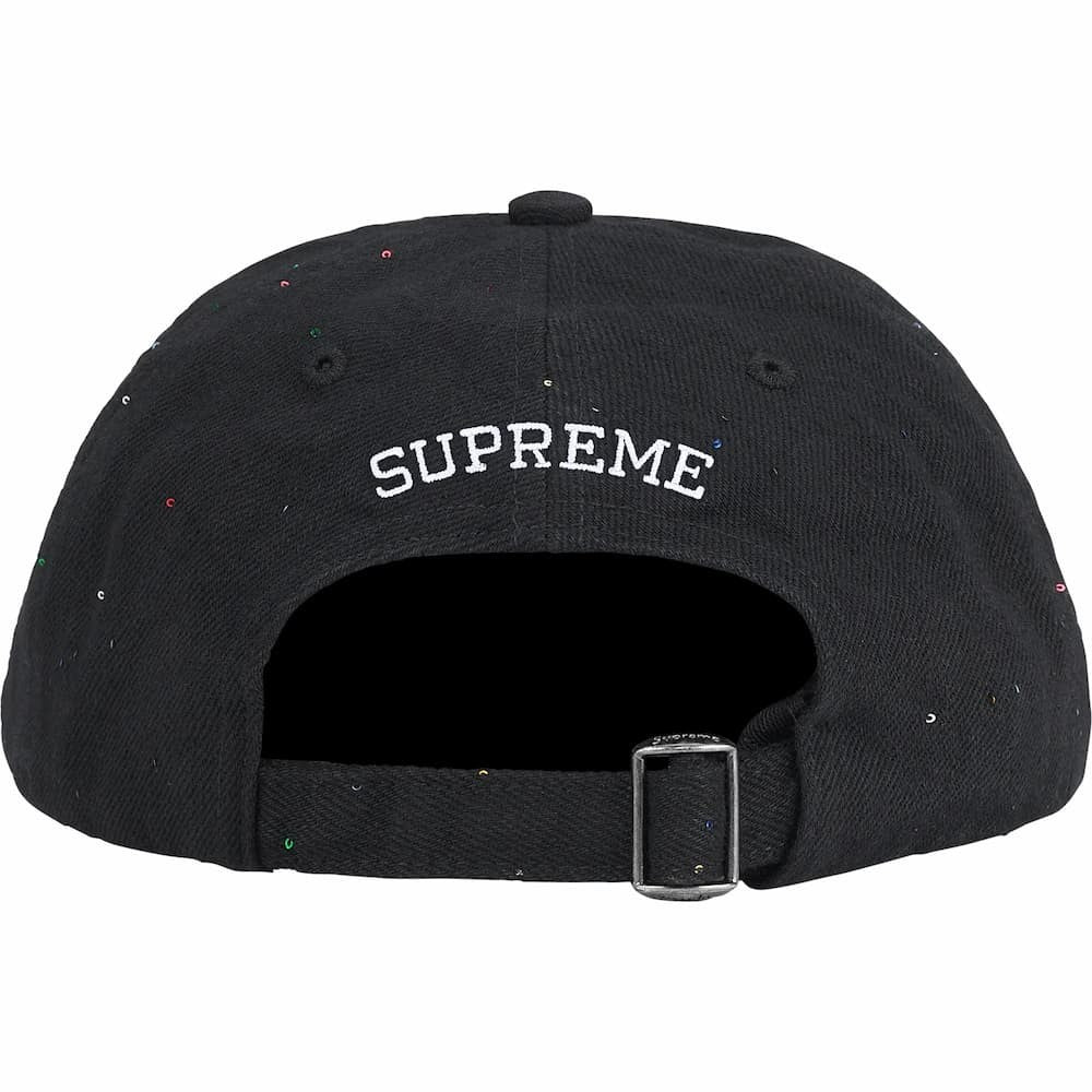 Supreme Sequin Denim Classic Logo 6-Panel Black