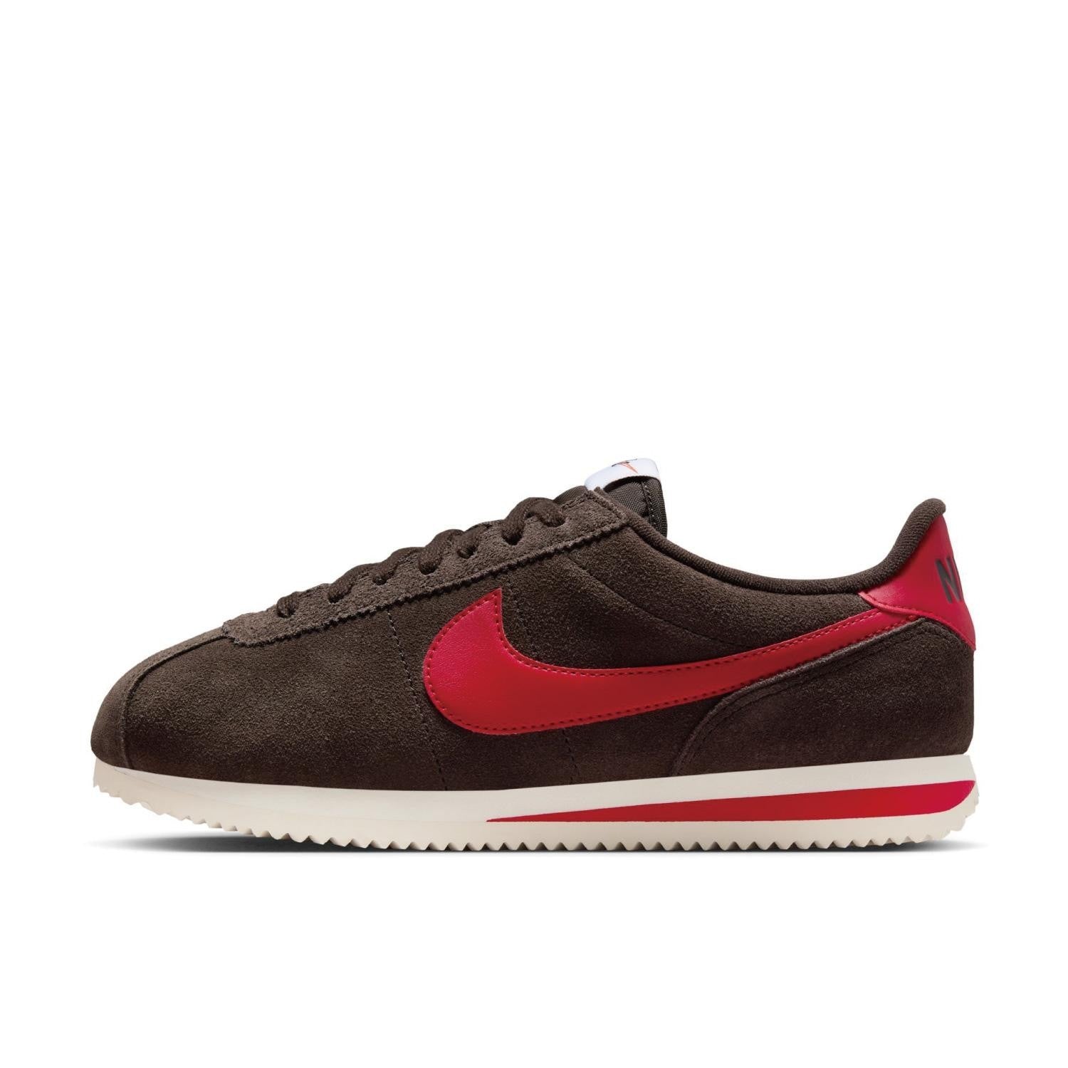 IB1857-200 NIKE CORTEZ VELVET BROWN UNIVERSITY RED-SAIL (Women's)