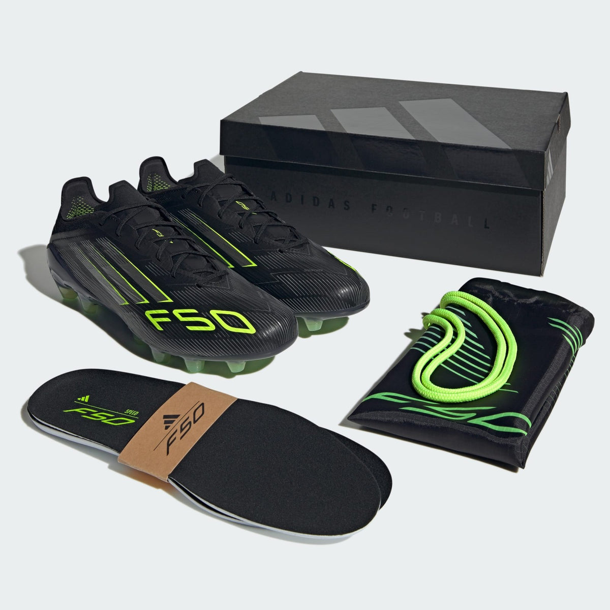 JR1702 adidas F50 Elite HG AG Japan Core Black Iron Metallic Lucid Lemon (Men's)