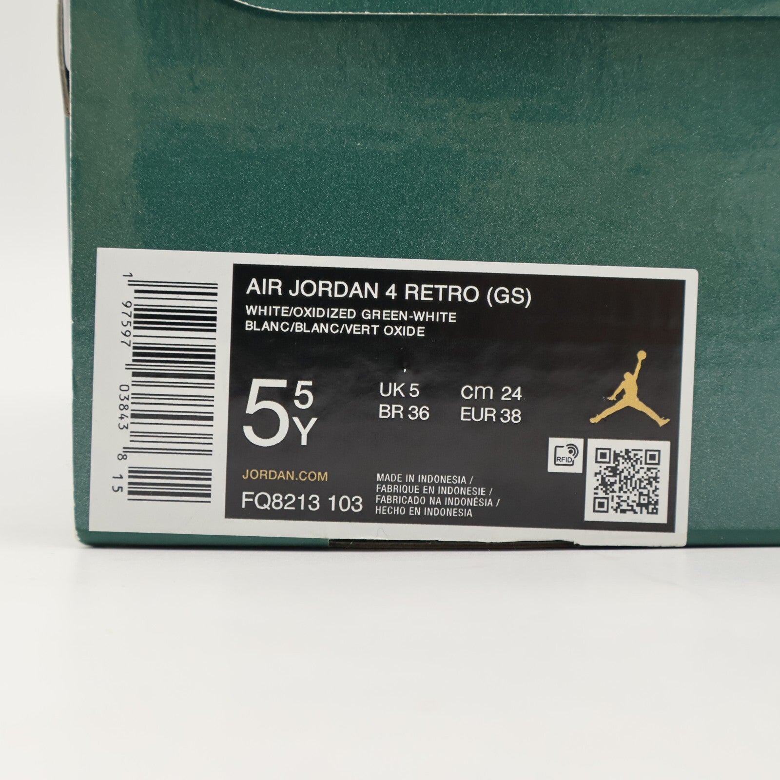 FQ8213-103 Nike GS Air Jordan 4 Retro Oxidized Green