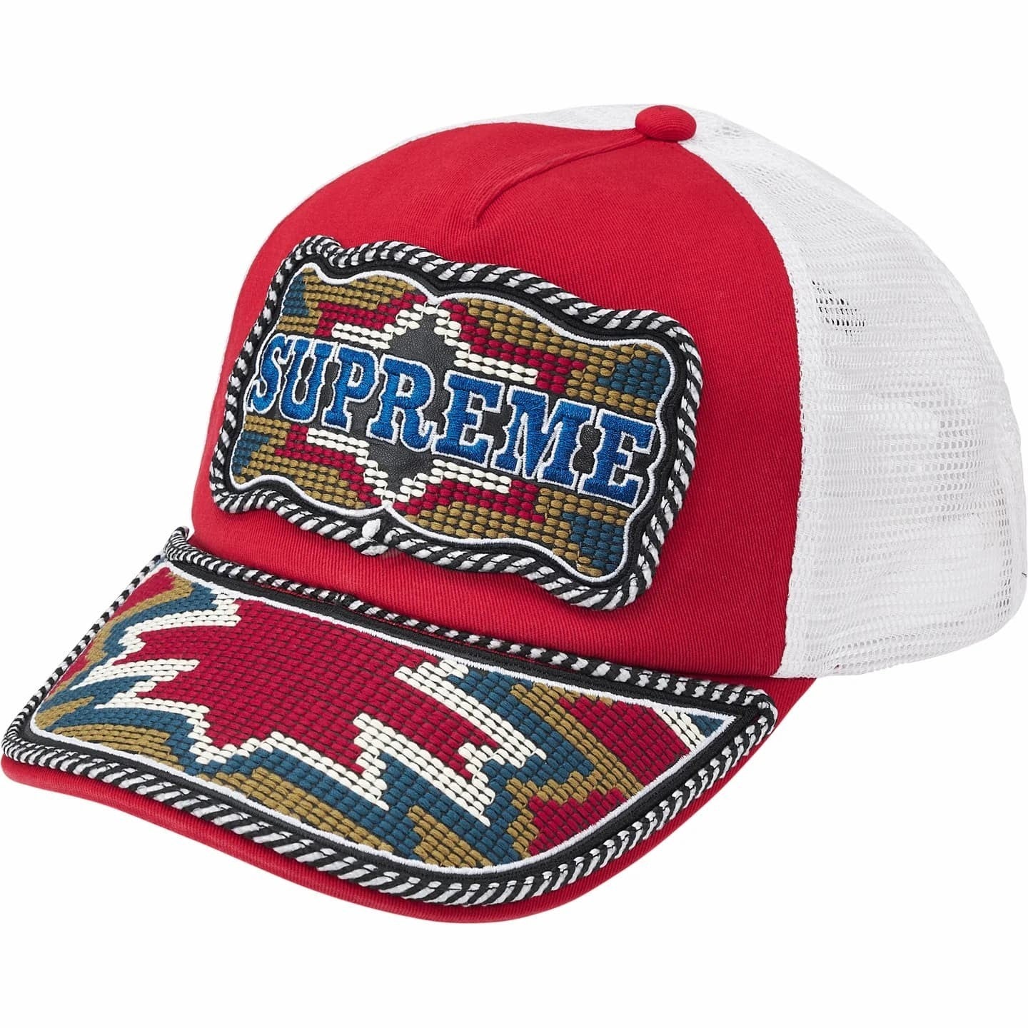 Supreme Western Embroidered Mesh Back 5-Panel Red