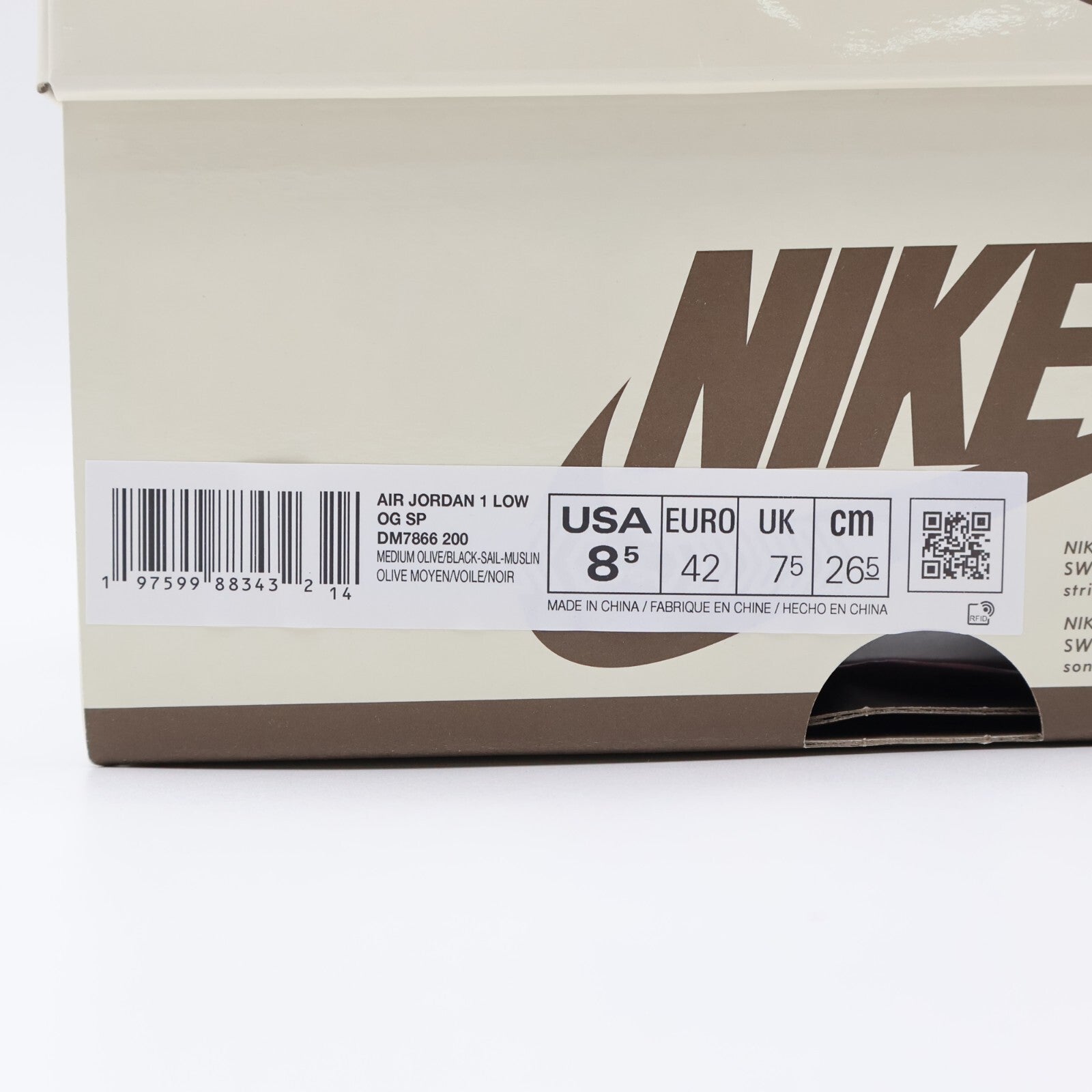 DM7866-200 Travis Scott Nike Air Jordan 1 Low OG SP Reverse Olive (Men's)