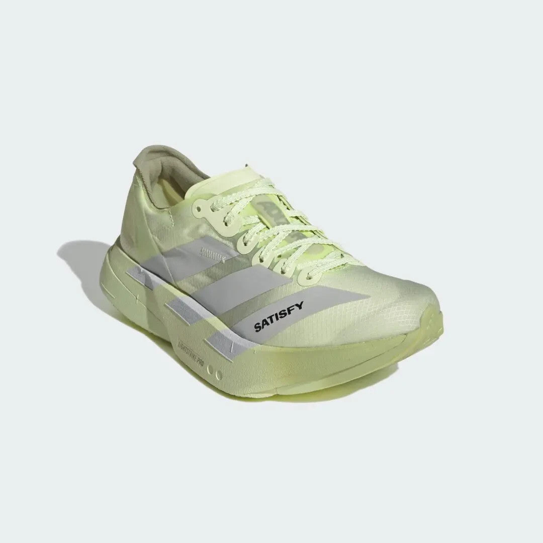 KH8441 Satisfy Ã adidas Adizero Adios Pro 4 "Tent Green/Matte Silver"