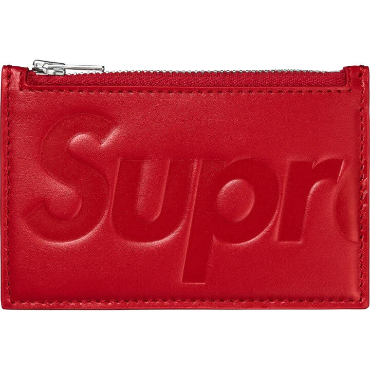 Supreme Leather Zip Card Holder Red