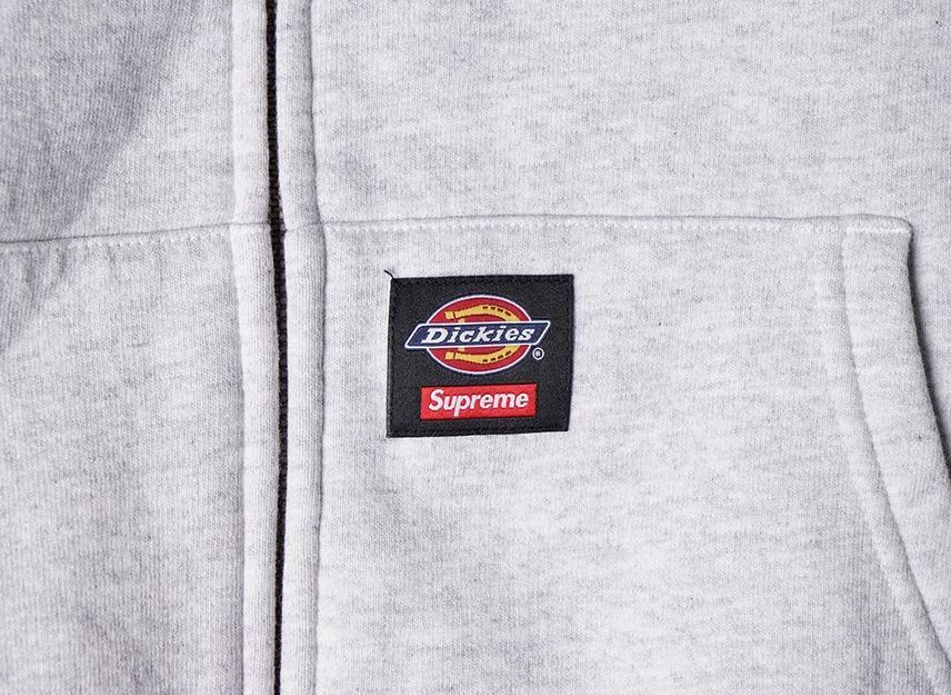 Supreme x Dickies Quilted Lined Zip Up Hooded Sweatshirt Ash Grey