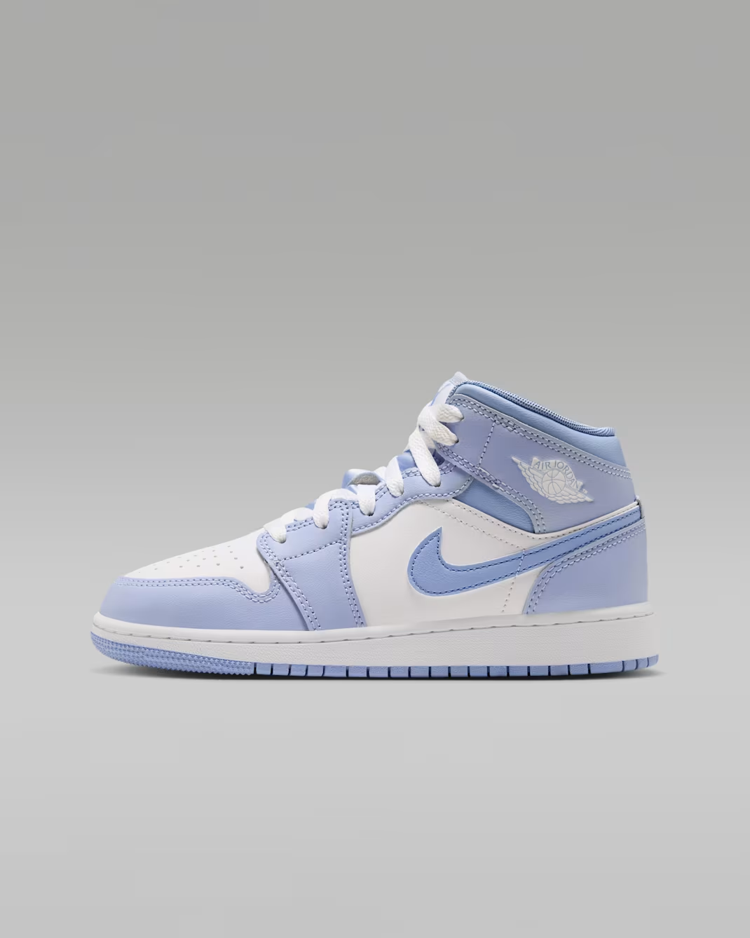 DQ8423-407 Nike GS Air Jordan 1 Mid "Hydrogen Blue/Aluminum"