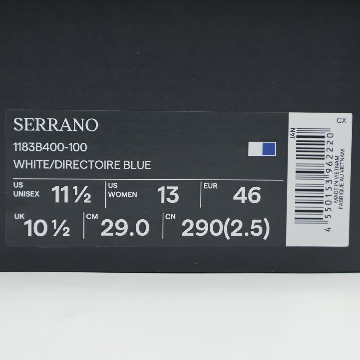 1183B400-100 Onitsuka Tiger Serrano White Directoire Blue (Men's)