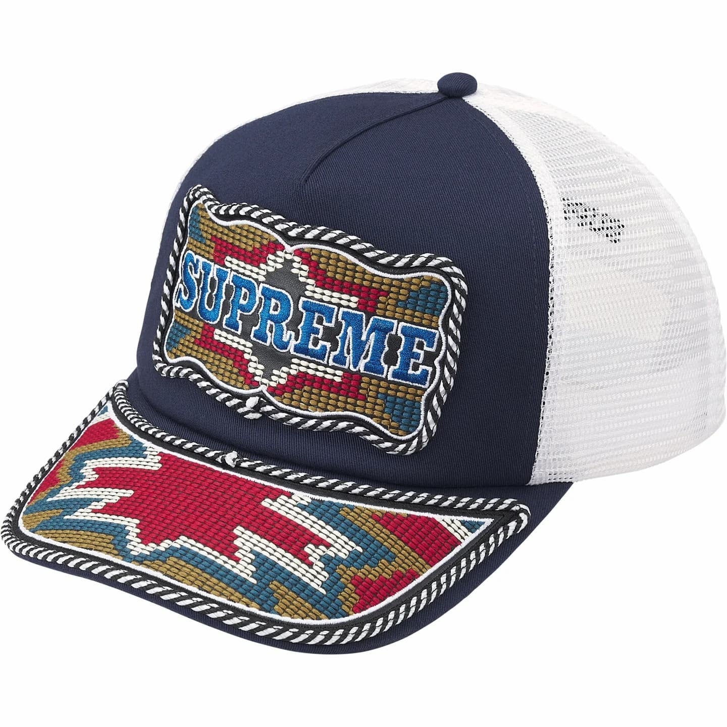 Supreme Western Embroidered Mesh Back 5-Panel Navy
