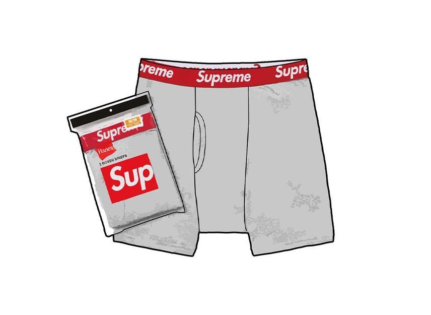 Supreme Hanes Boxer Briefs 2 Pack Heather Grey