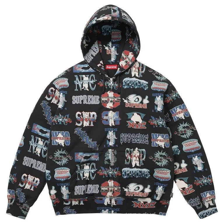 Supreme Flash Zip Up Hooded Sweatshirt Black