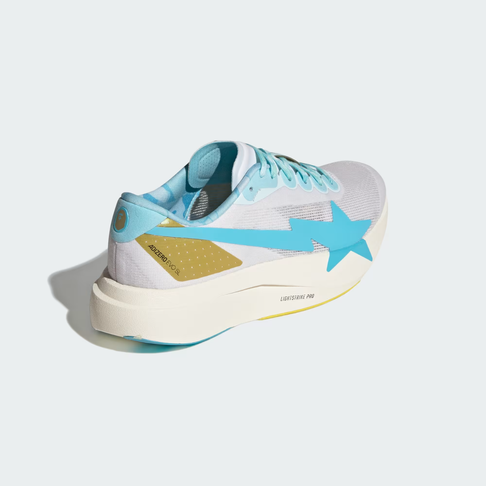 KJ5751 A BATHING APE Ã adidas Adizero Evo SL "Cloud White/Gold Metallic" (Men's)