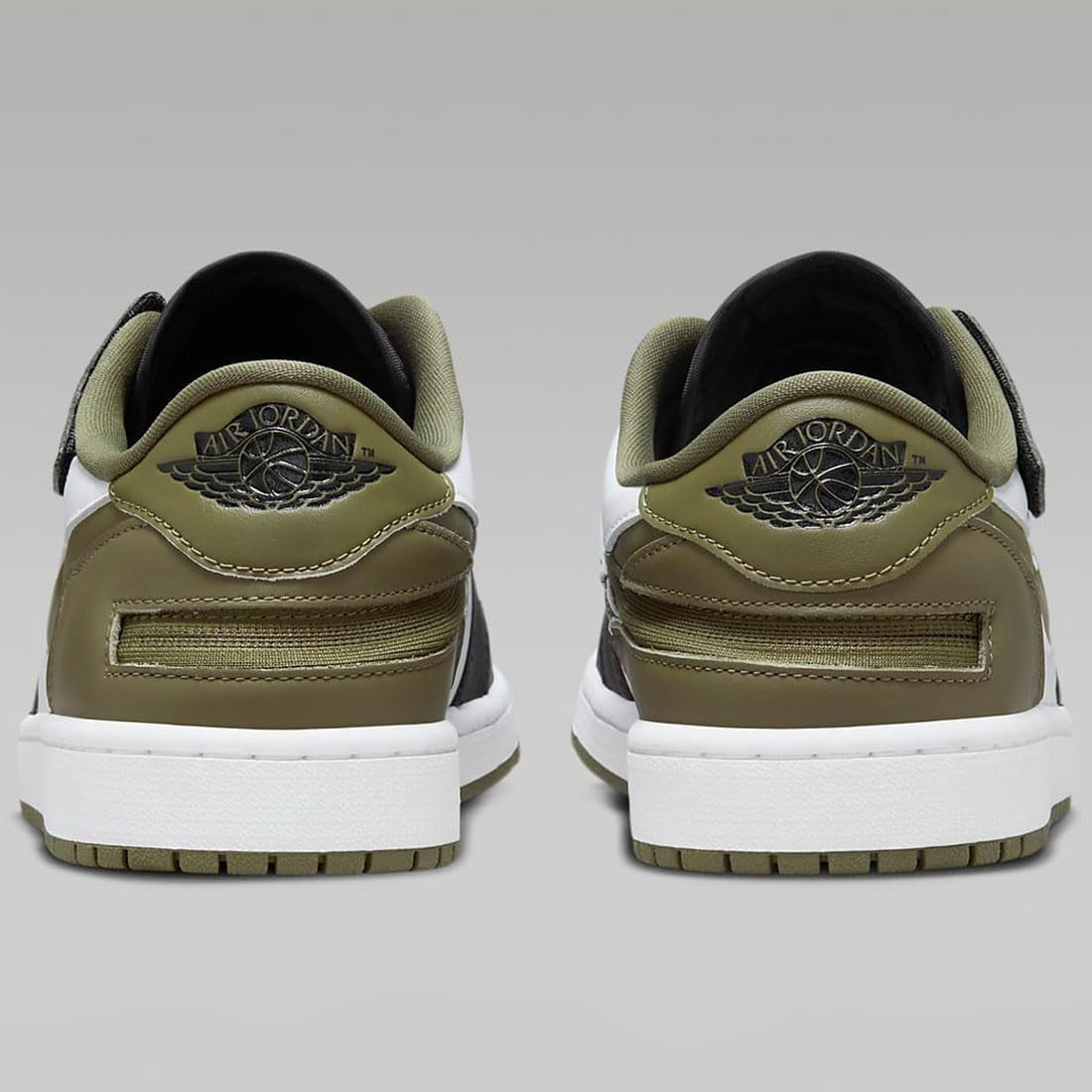 DM1206-102 Nike Air Jordan 1 Low FlyEase White Black Medium Olive (Men's)