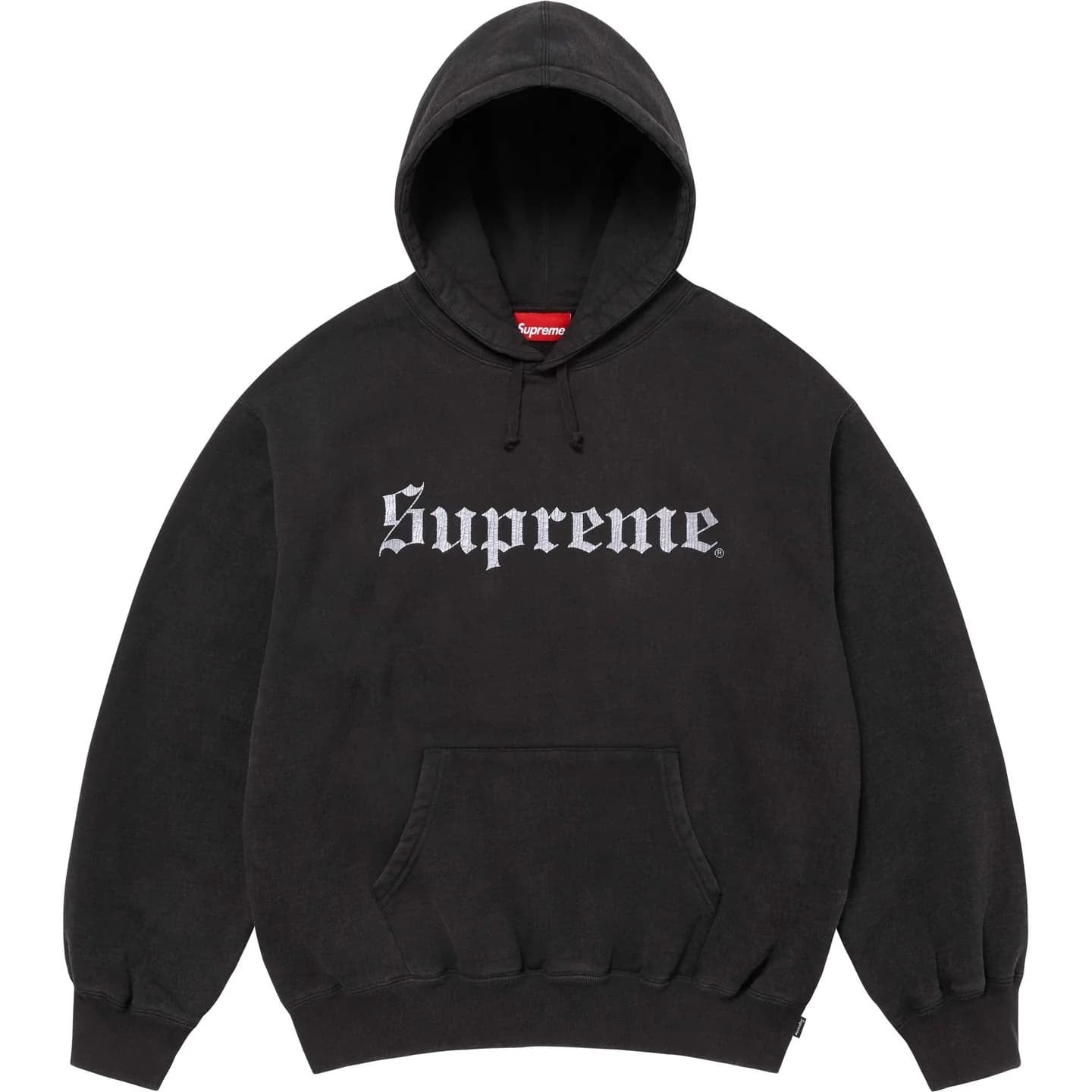 Supreme Washed Old English Hooded Sweatshirt Black